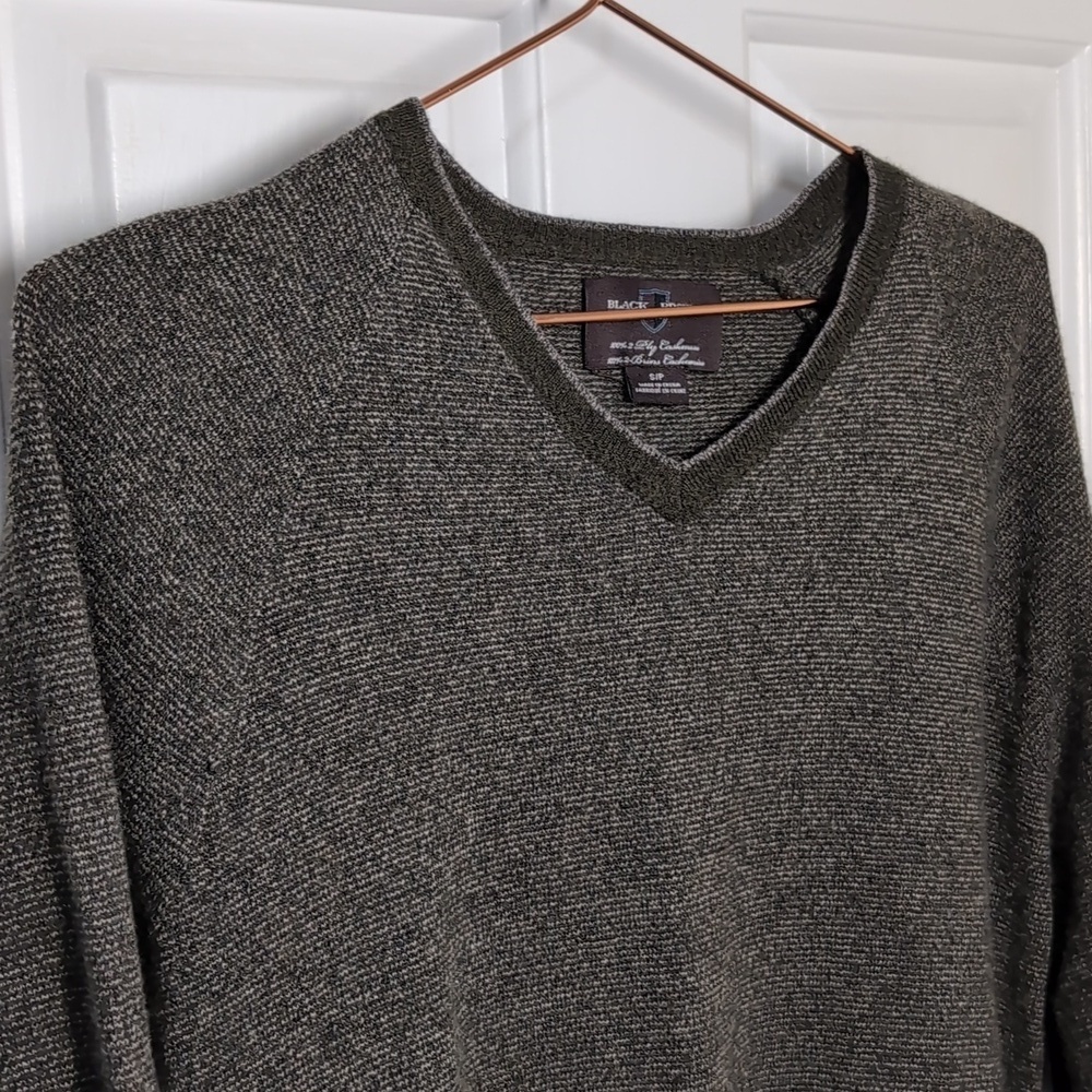 Black Brown 100% 2 Ply Cashmere Sweater Men's Size Sm Green